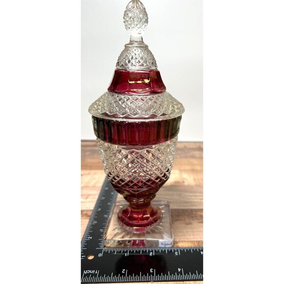 Westmoreland Waterford Crystal w/ Ruby Stain English Hobnail Pattern Signed - Picture 1 of 5